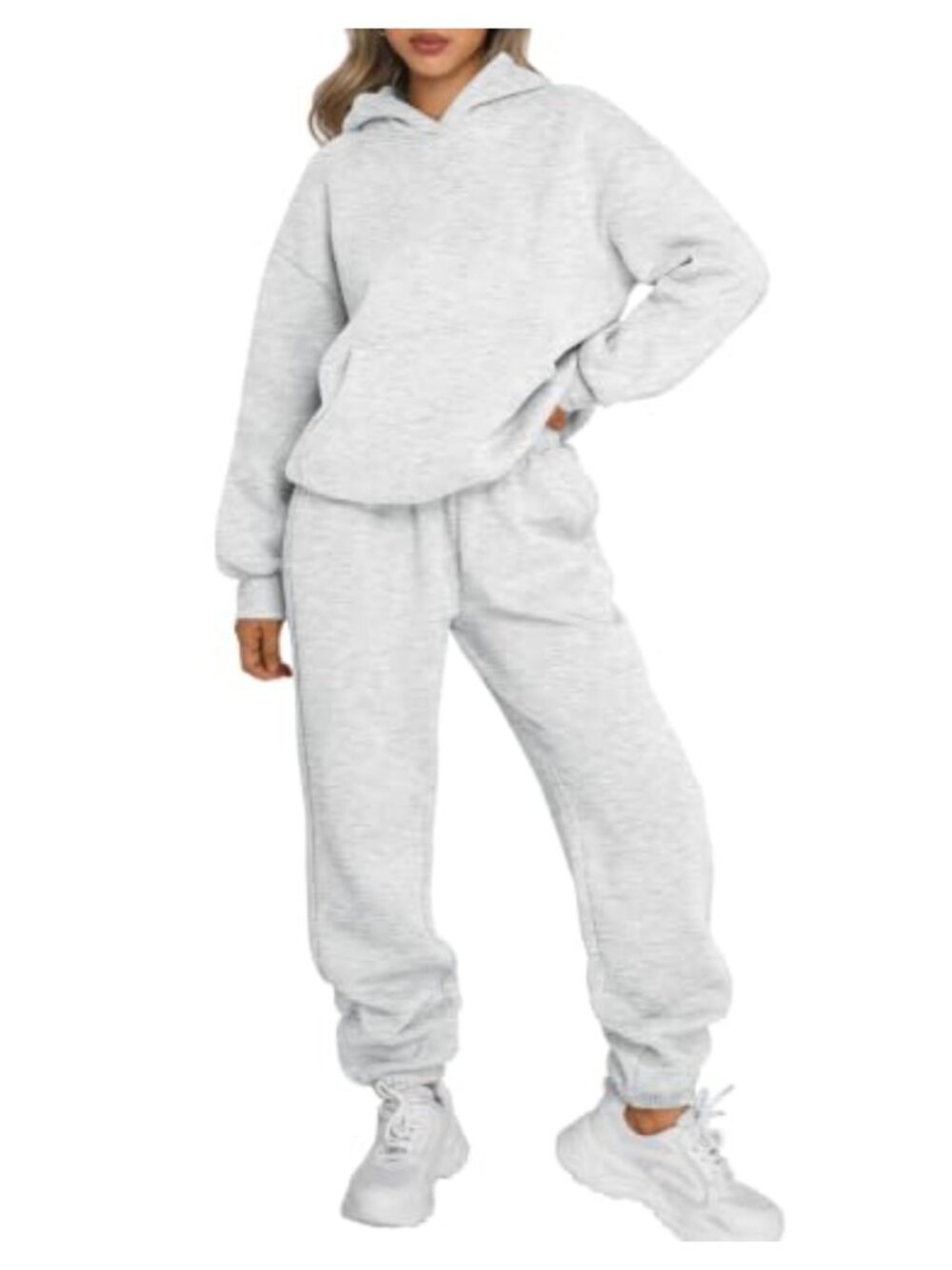 Oversized Fleece Hoodie and Sweatpants Tracksuit Set Pullover Joggers Loungewear